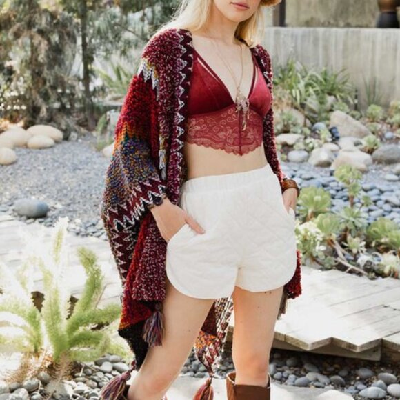 New Bohemian Loom Moroccan Knit Tasseled Handmade Poncho Cardigan Sweater - Picture 3 of 7